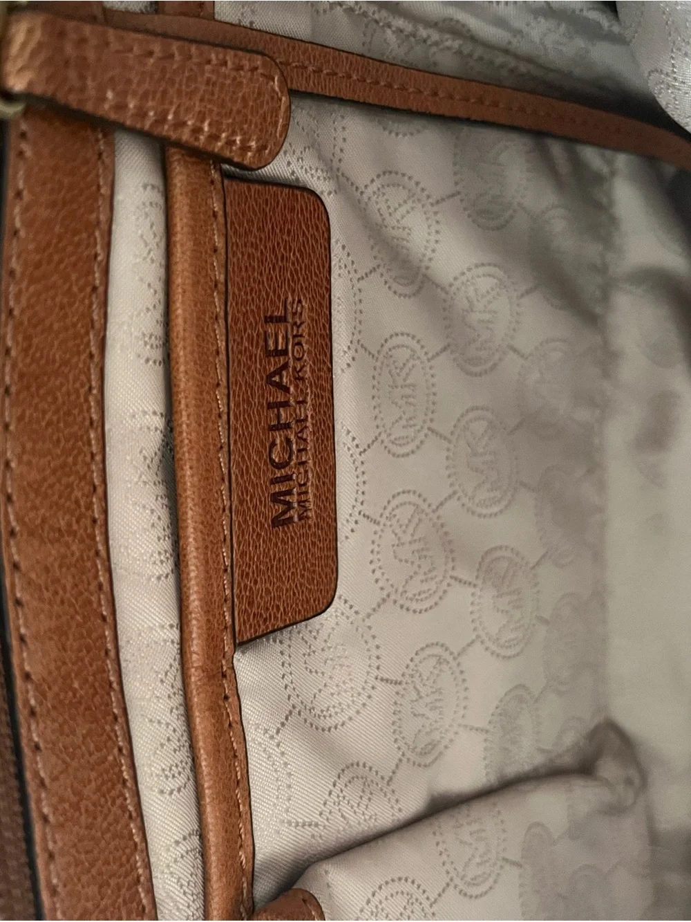 Michael Kors Brown Leather Satchel with Gold-Tone Hardware
